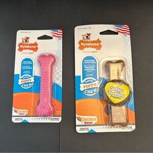 Nylabone Puppy Chew Toys - Pink and Tan